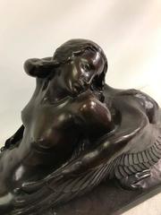 Scultura francese in bronzo di Paul Sylvester "Leda e il Cigno