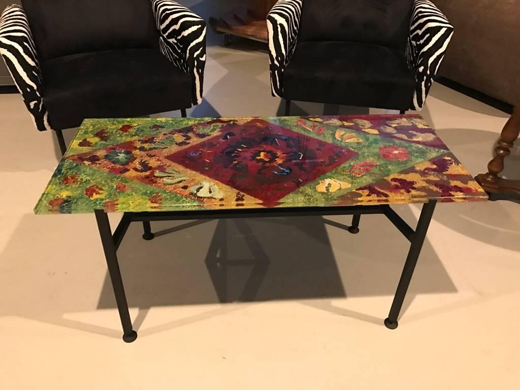 mid century glass coffee table