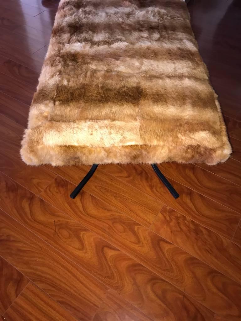 Mid-Century Bench Upholstered in Fur In Excellent Condition For Sale In North Bergen, NJ