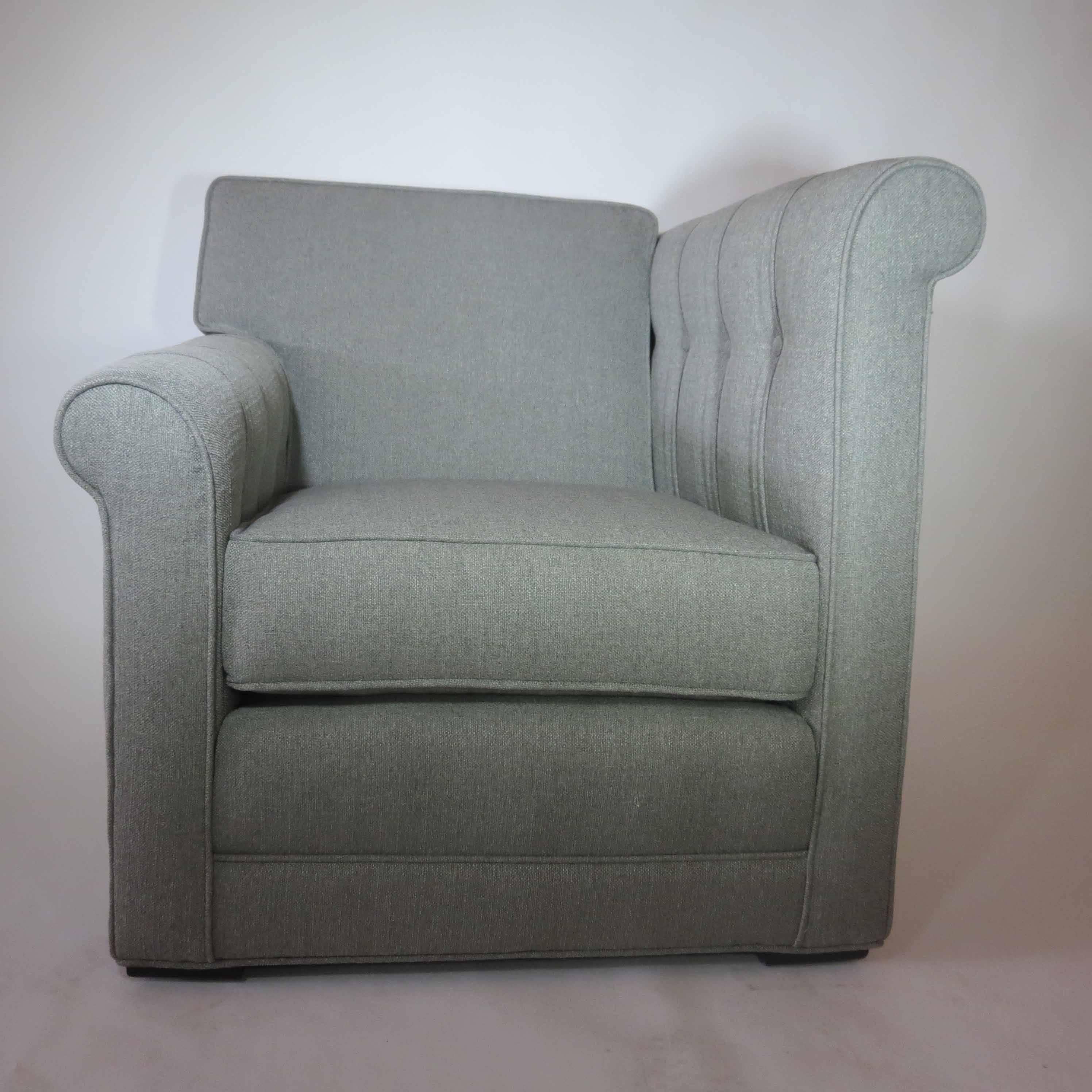 American Art Deco Modernage Asymmetrical Chair and Ottoman In Excellent Condition For Sale In North Bergen, NJ