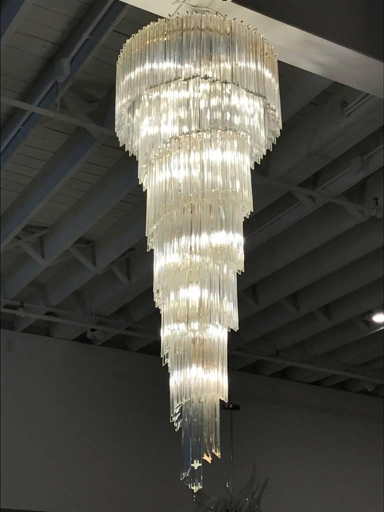 Mid-20th Century Italian Mid-Century Spiral Glass Chandelier 