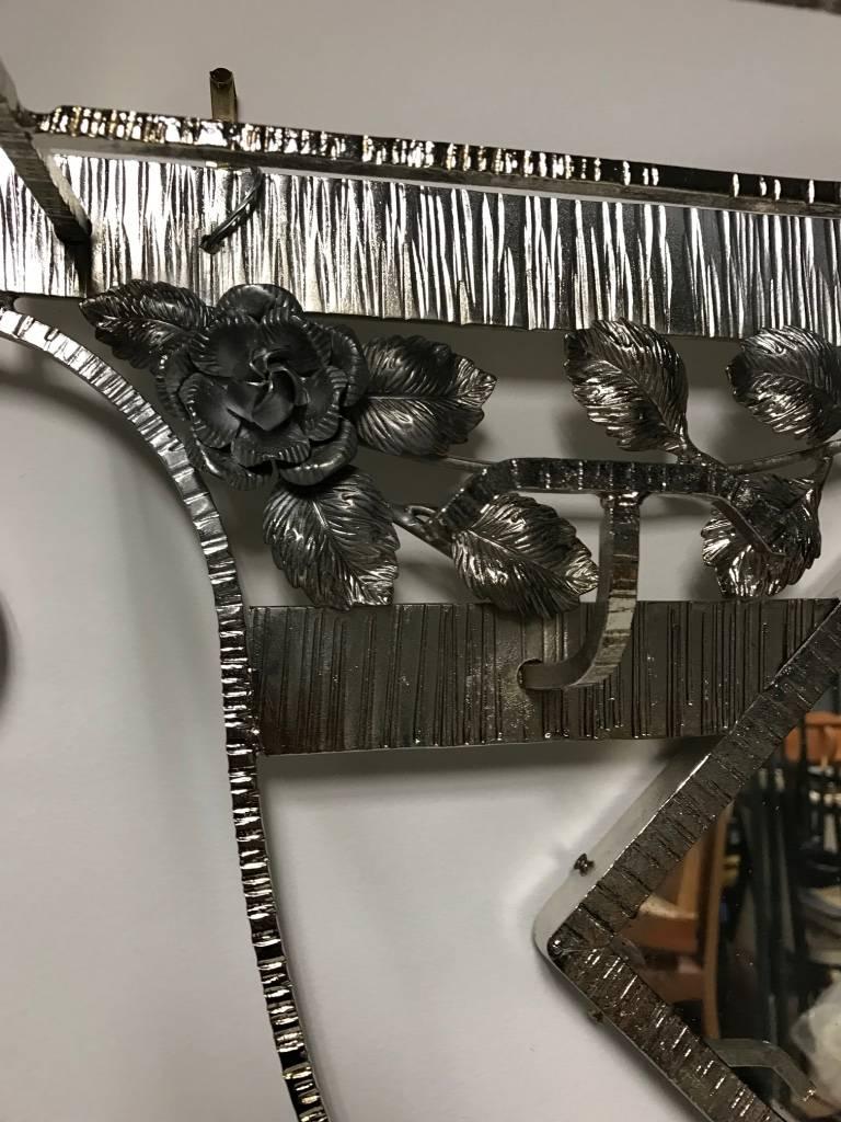 French Art Deco Hanging Coat Rack with Mirror and Hat Rack In Excellent Condition For Sale In North Bergen, NJ