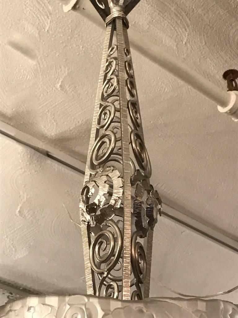 French Art Deco Chandelier Signed by Sabino In Excellent Condition For Sale In North Bergen, NJ