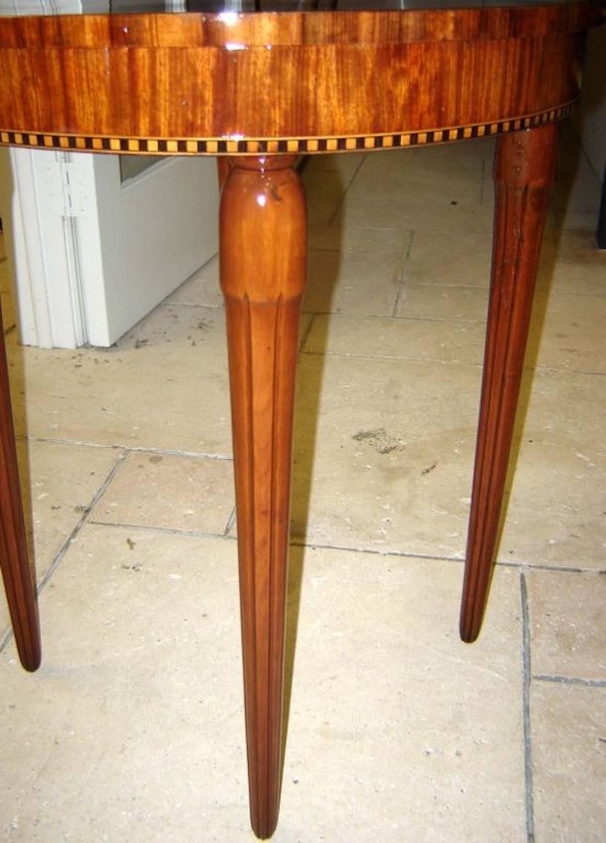 Early 20th Century American Art Deco Marquetry Tea Table Occasional Table