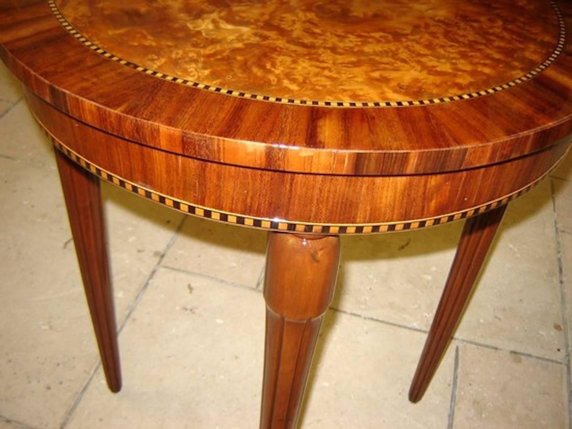 Wood American Art Deco Marquetry Tea Table Occasional Table