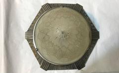 French Art Deco Flush Mount Signed by Hettier and Vincent