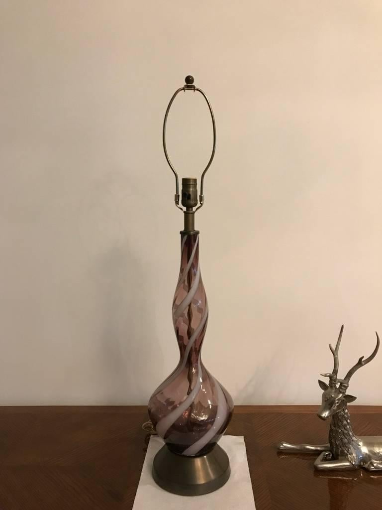 Mid-20th Century Pair of Murano Venetian Mid-Century Colored Table Lamps