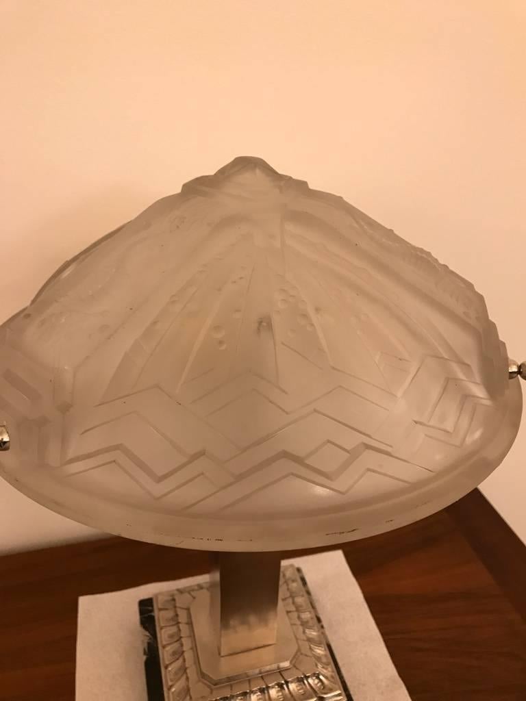 Lampe de table géométrique et hippocampe Art Déco signé par I Muller Frères en vente 1