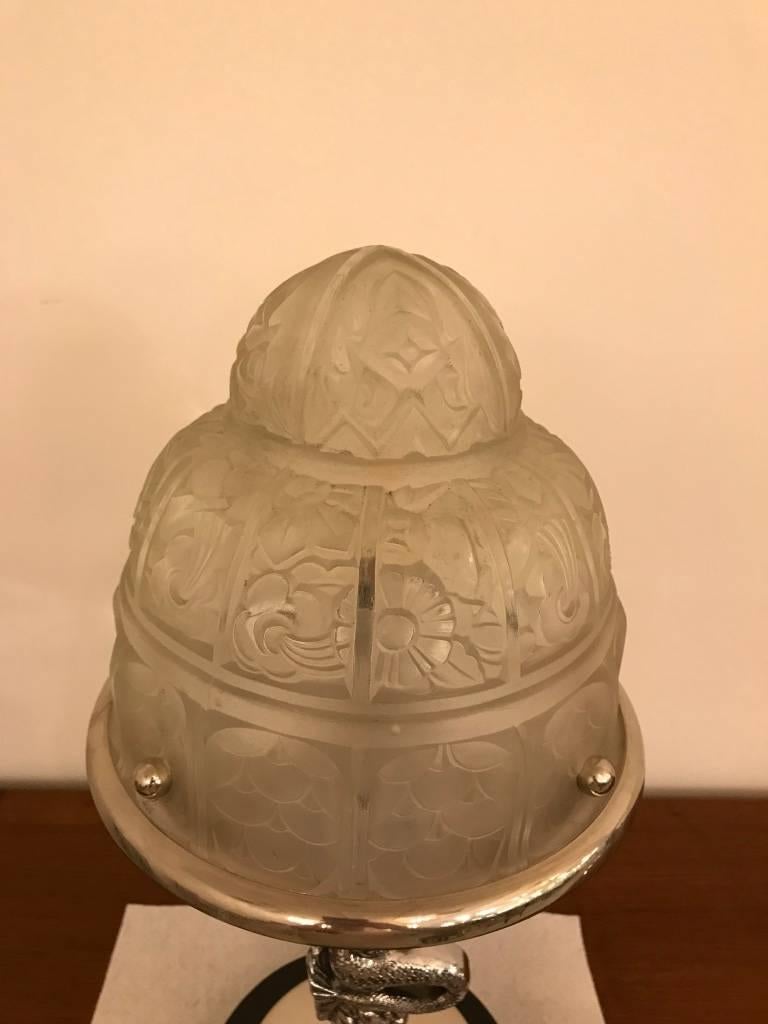 Lampe de table sirène Art Déco française par Genet et Michon en vente 1