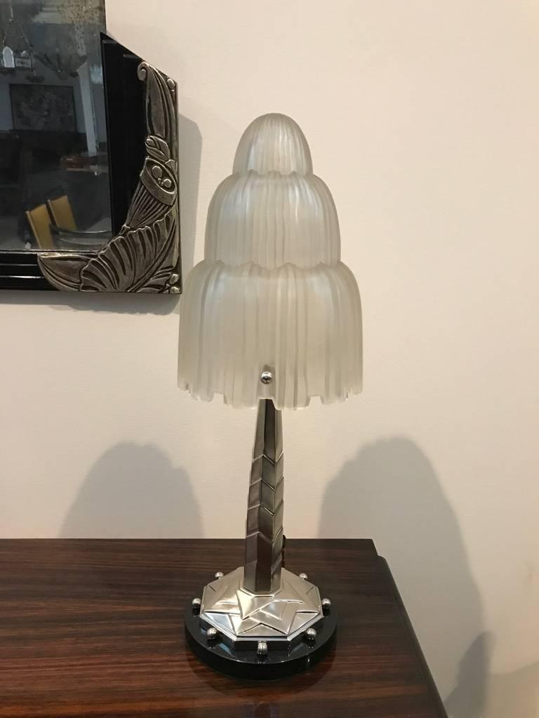 Rare pair of French Art Deco table lamps created by 