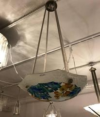 Lampadario francese Art Deco firmato da Loys Lucha