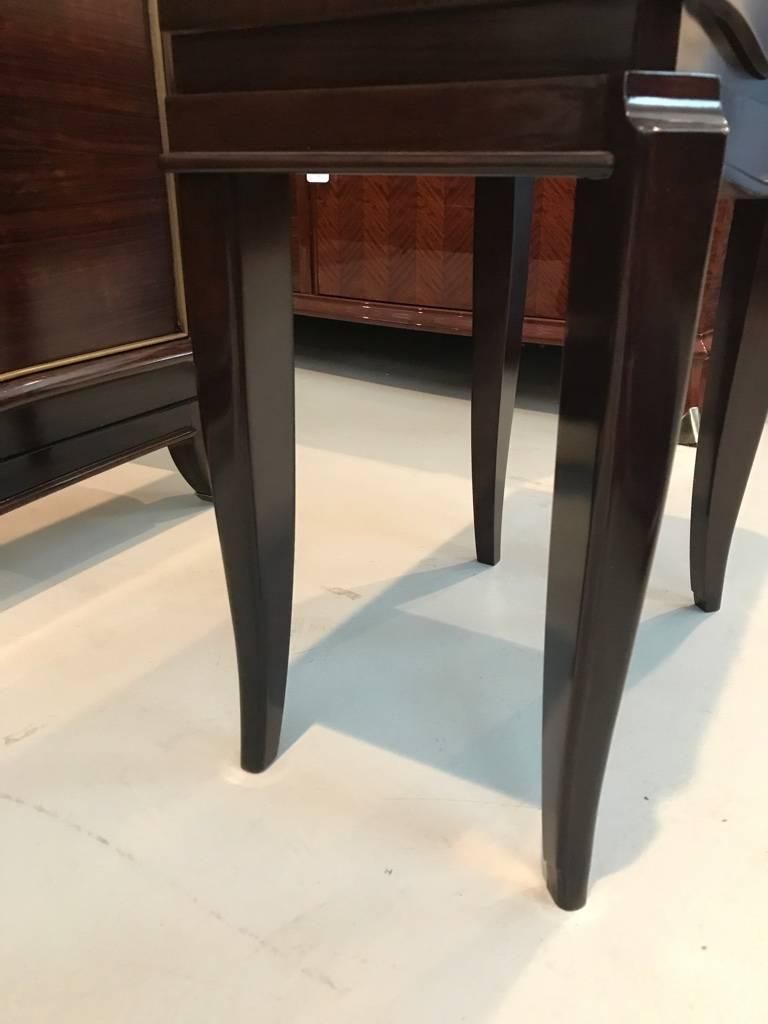 Wood Pair of French Art Deco Mother-of-pearl Nightstands in the Style of Jules Leleu