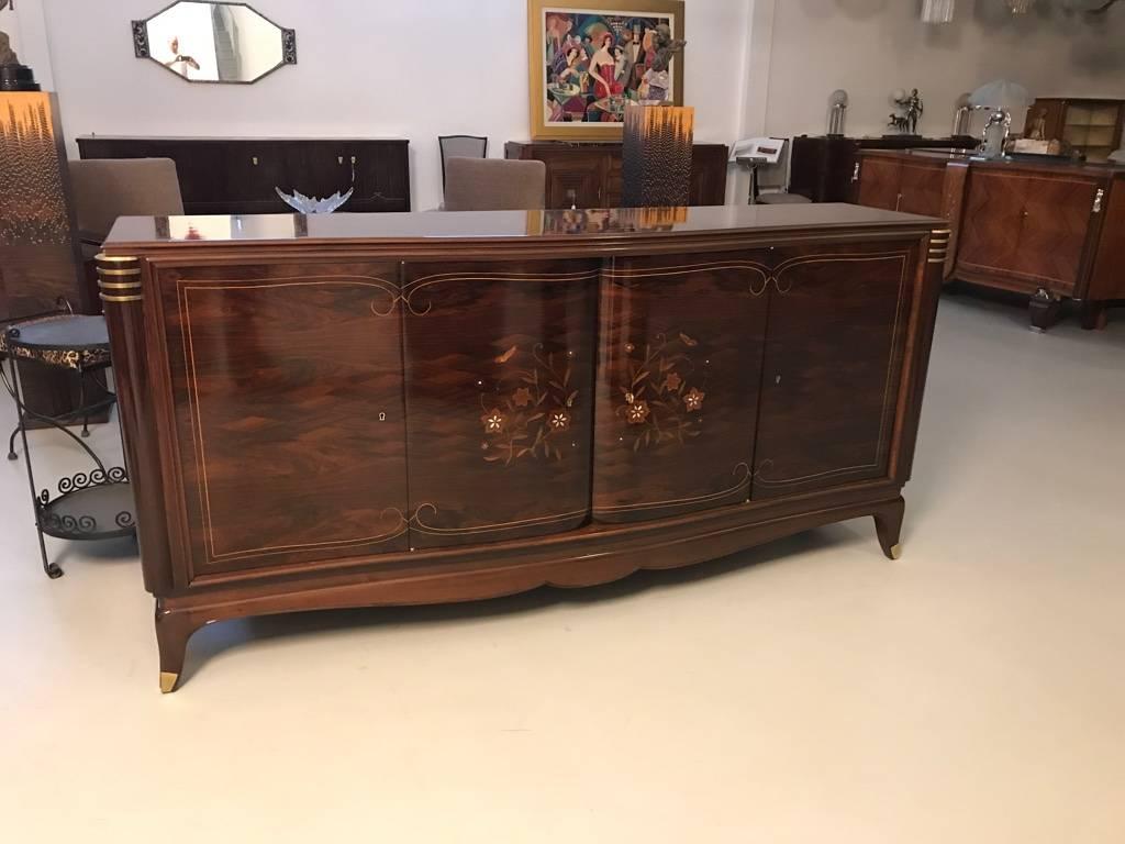 French Art Deco Four Door Buffet in the Style of Jules Leleu In Excellent Condition In North Bergen, NJ