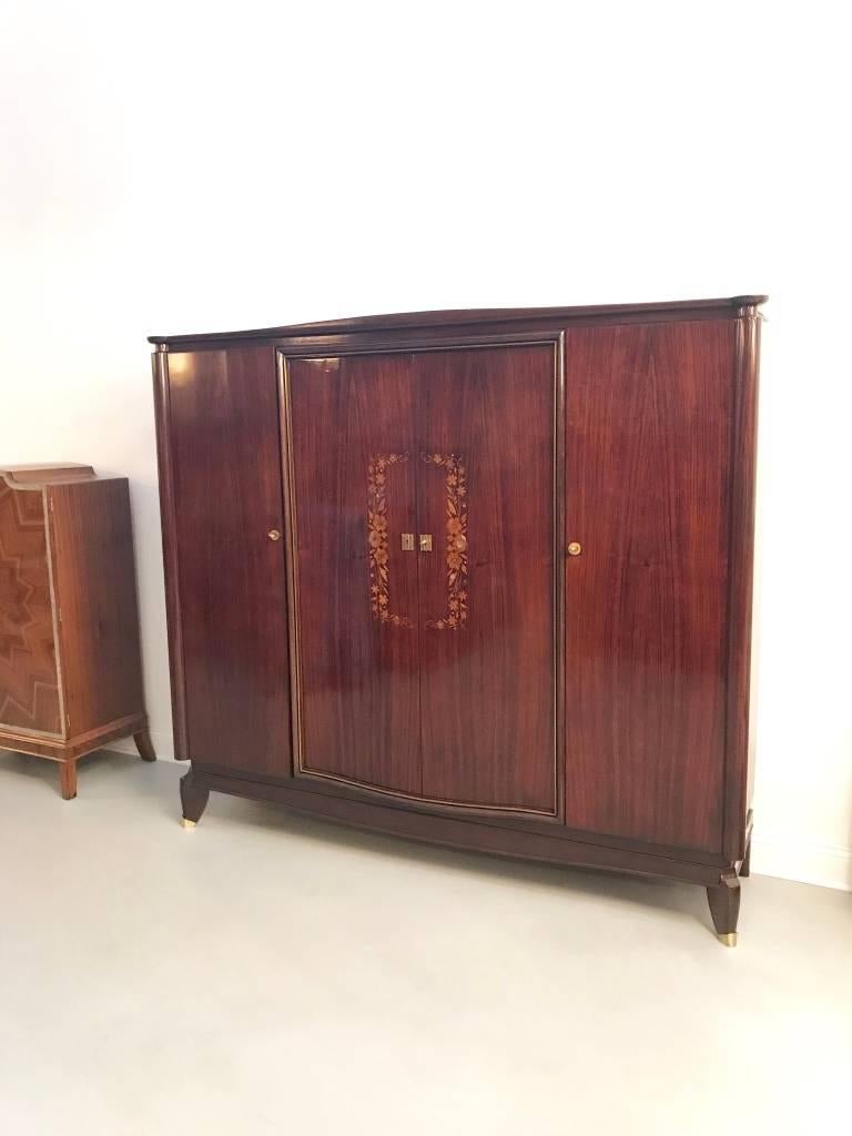French Art Deco Mother-of-Pearl Armoire in the Style of Jules Leleu For Sale 1