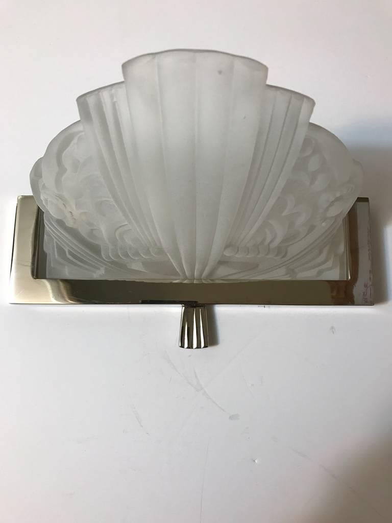 Pair of French Art Deco Sconces by Georges Leleu For Sale 4