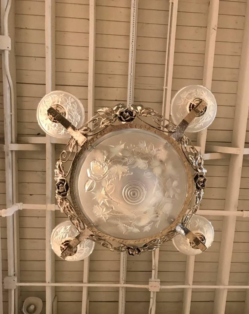 Verre Lustre Art déco français signé par P. Maynadier en vente