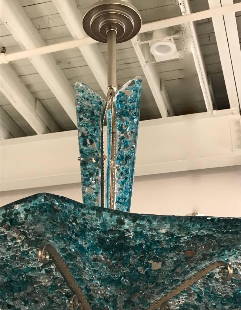 Gorgeous Contemporary Rock Crystal Glass Chandelier By Designer John Denis  For Sale 3