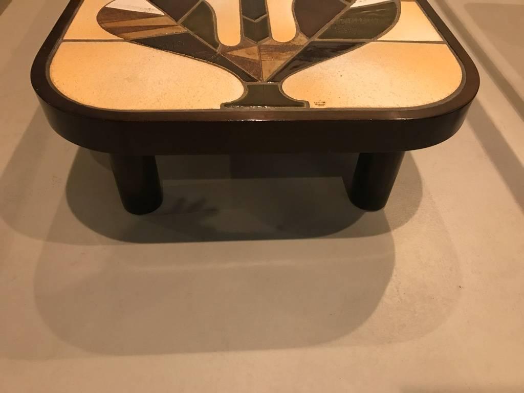 French Mid-Century Coffee Table Signed by Roger Capron For Sale 3