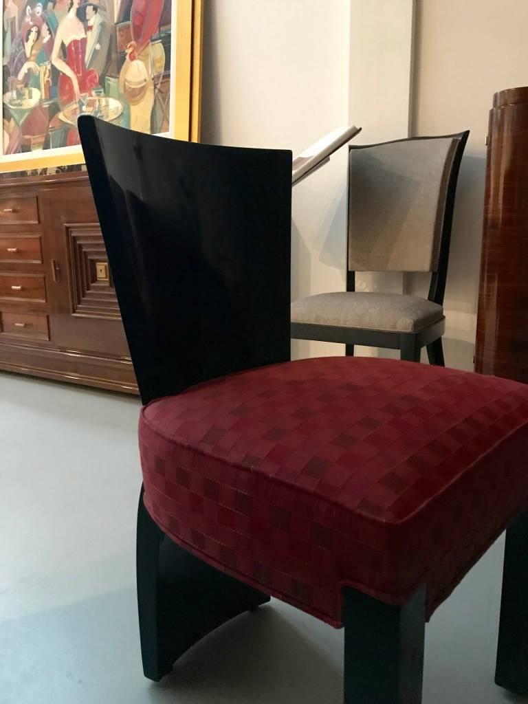 Début du 20ème siècle Ensemble de six chaises de salle à manger Art déco françaises en vente