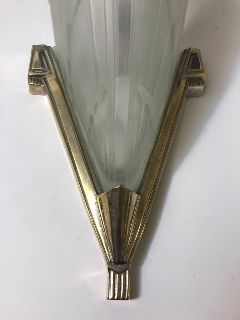 Pair of French Art Deco Wall Sconces by J Robert For Sale 2