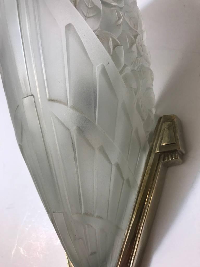 Pair of French Art Deco Wall Sconces by J Robert For Sale 5