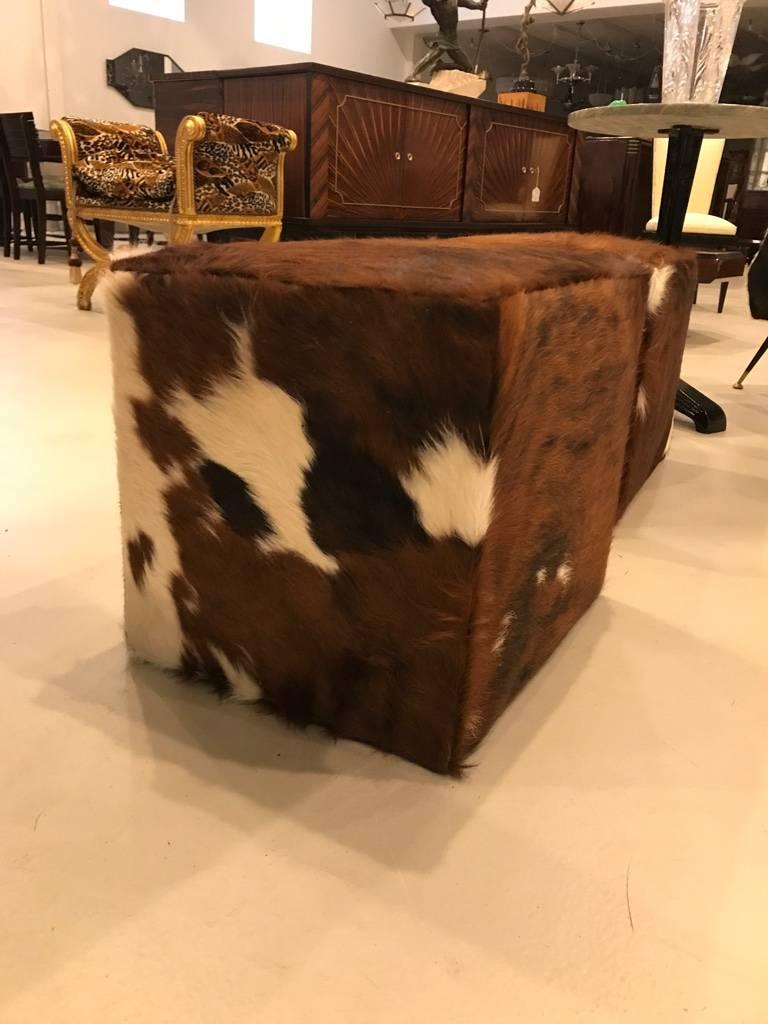 Pair of Cow Hide Benches or Ottomans In Excellent Condition In North Bergen, NJ