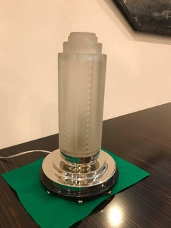 Pair of French Art Deco Table Lamps by Genet et Michon with Marble Base