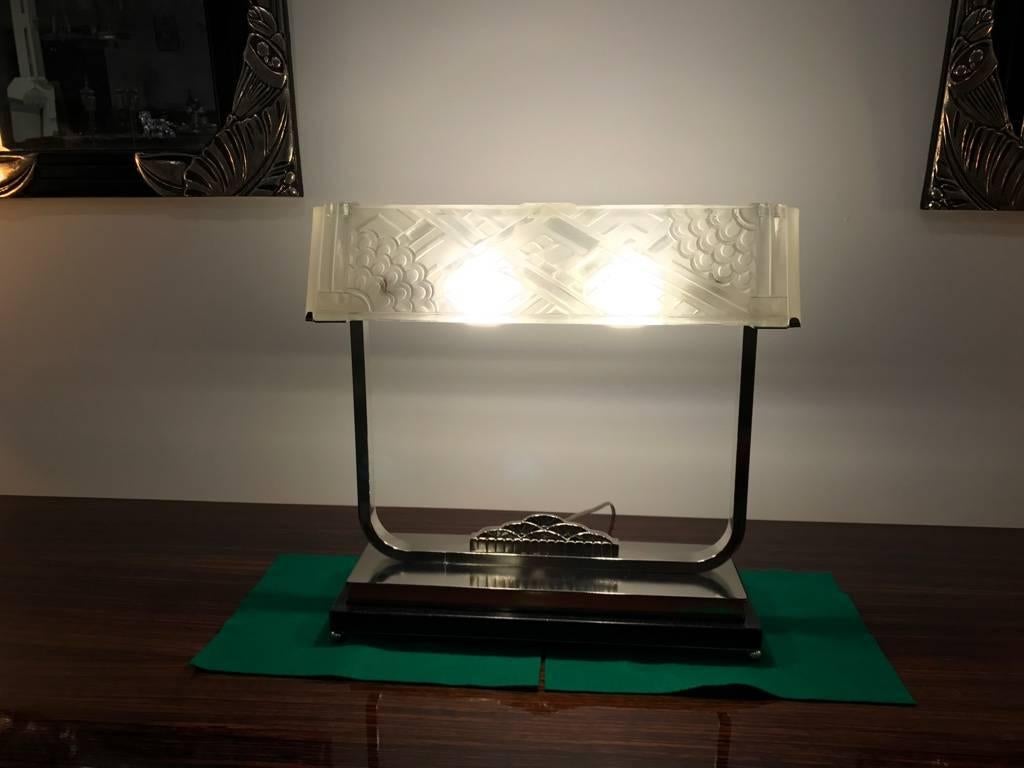 French Art Deco Table Lamp Signed by Sabino 5
