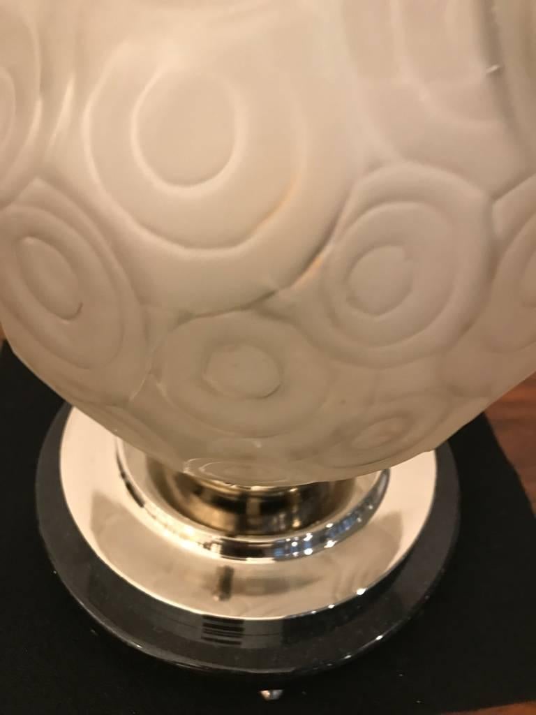 French Art Deco Table Lamp by Sabino with Geometric Motif For Sale 2