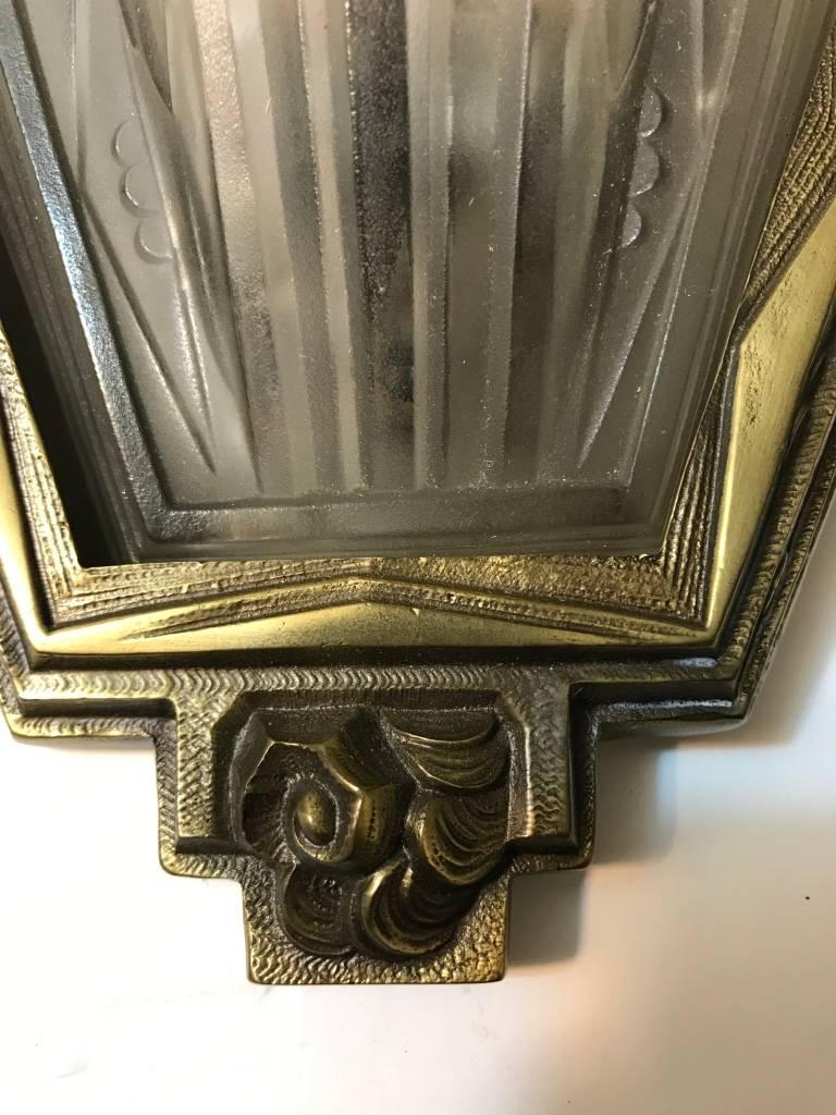 Pair of French Art Deco Geometric Sconces Signed by Gilles 3