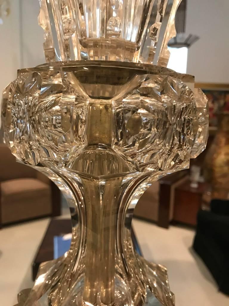19th Century Monumental Russian Imperial Cut-Crystal Vase For Sale