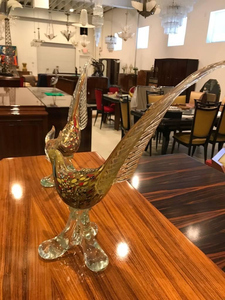 Pair of Matching Murano Italian Rooster In Excellent Condition In North Bergen, NJ