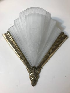 Pair of Frontisi Flower Wall Sconces French Art Deco