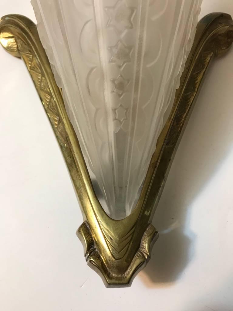 20th Century Pair of French Art Deco Wall Sconces Signed by Donna Paris For Sale