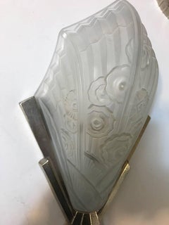 Pair of French Art Deco Floral Wall Sconces by J Robert