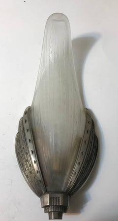 Pair of French Art Deco Geometric Sconces Signed by Verrerie des Hanots
