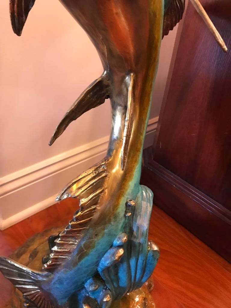 Large Mid-Century Modern Multi-Color Metal Sculpture of Two Fish For Sale 2