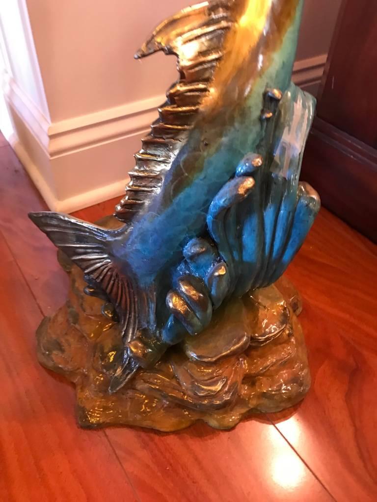 20th Century Large Mid-Century Modern Multi-Color Metal Sculpture of Two Fish For Sale