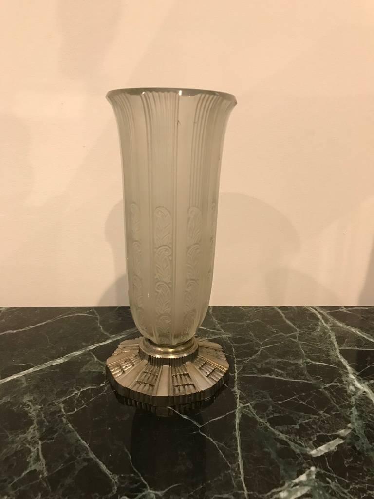Art Déco Raro vaso francese Art Deco di Hettier & Vincent in vendita