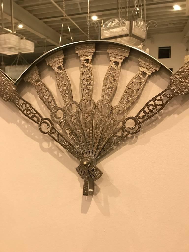 French Art Deco Fan Wall Mirror In Excellent Condition In North Bergen, NJ