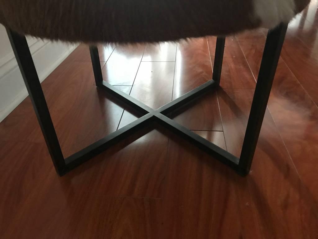 Circular Upholstered Cowhide Bench For Sale 1