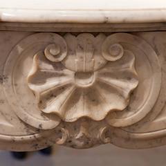 19th Century Louis XV Marble Fireplace Mantle in White, Gray