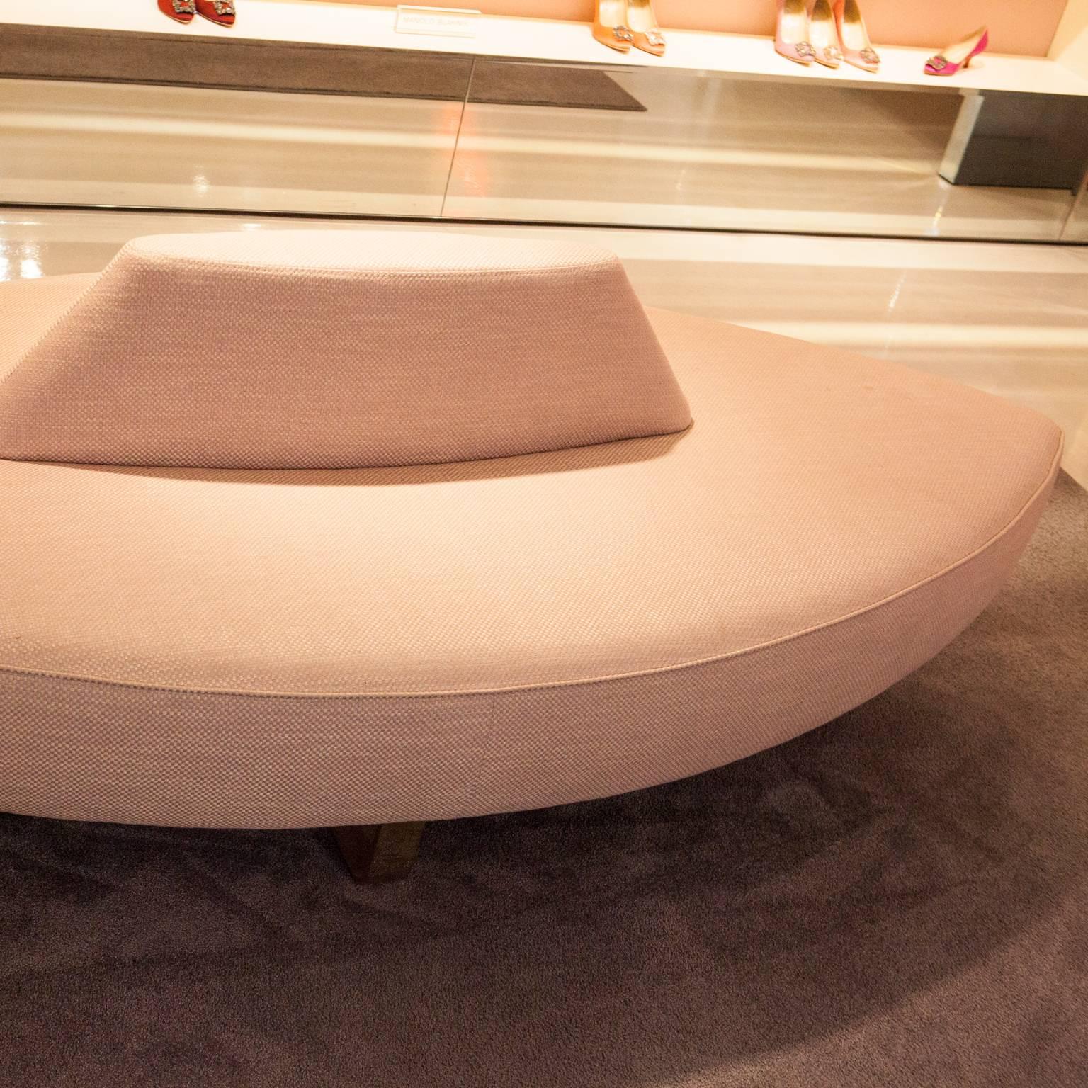 German Contemporary Bench in Blush on Solid Bronze Feet, Custom Design by Peter Preller For Sale