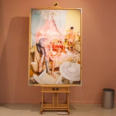 Elegant Elephant Photograph with Neon Slogan by Simon Lohmeyer, Contemporary