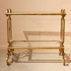 1960s Mid-Century Modern Italian Coffee Table with Gold Plating and Glass Plate
