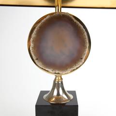 1970s Mid-Century Modern Table Lamp by Willy Daro in Brass and Agate