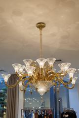 Neoclassical French Chandelier by Mathias with Baccarat Crystals, Gold Plating