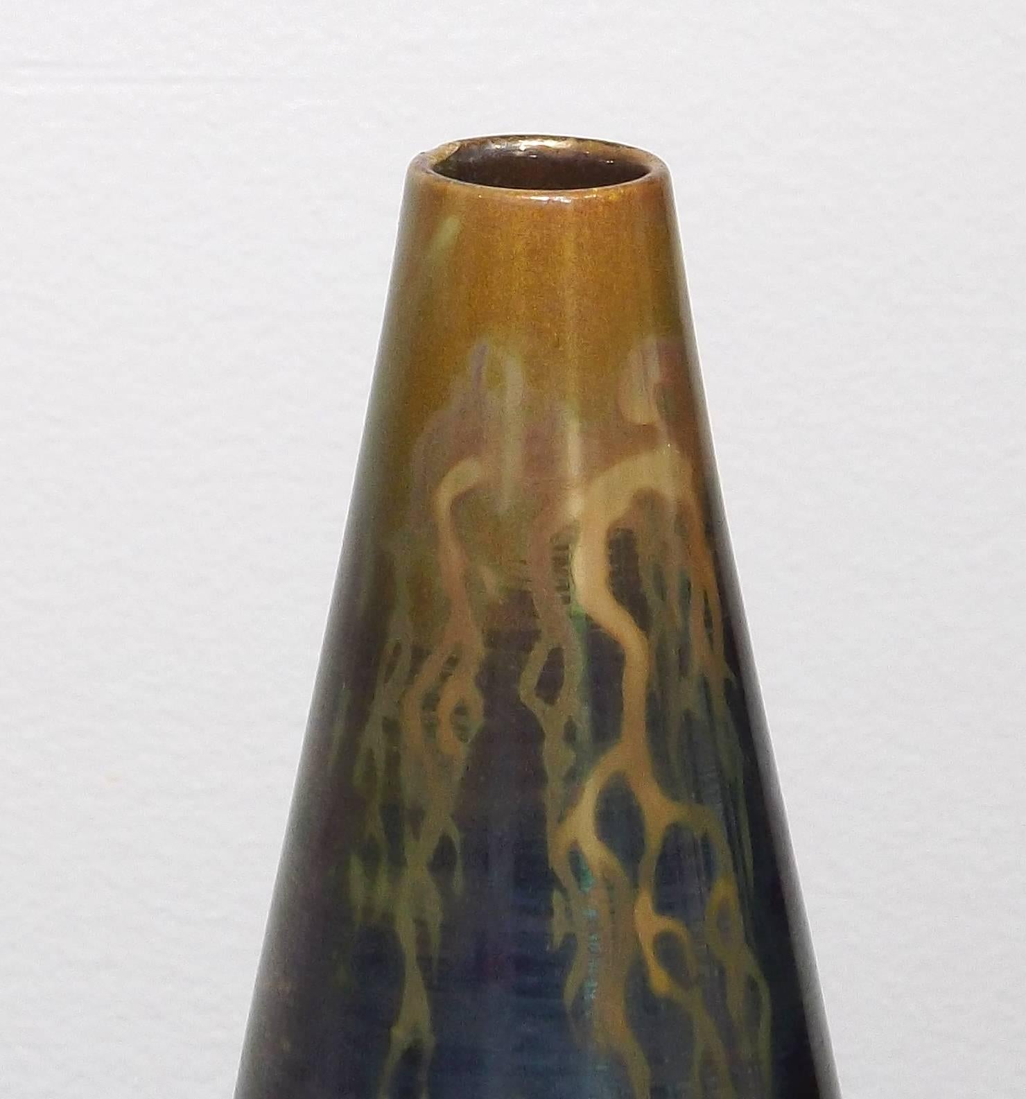 19th Century Art Nouveau Tapered Vase by Clément Massier In Good Condition For Sale In Charlevoix, MI