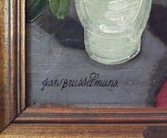 Still Life with Pink Flower Oil Painting by Belgian Jean Brusselmans