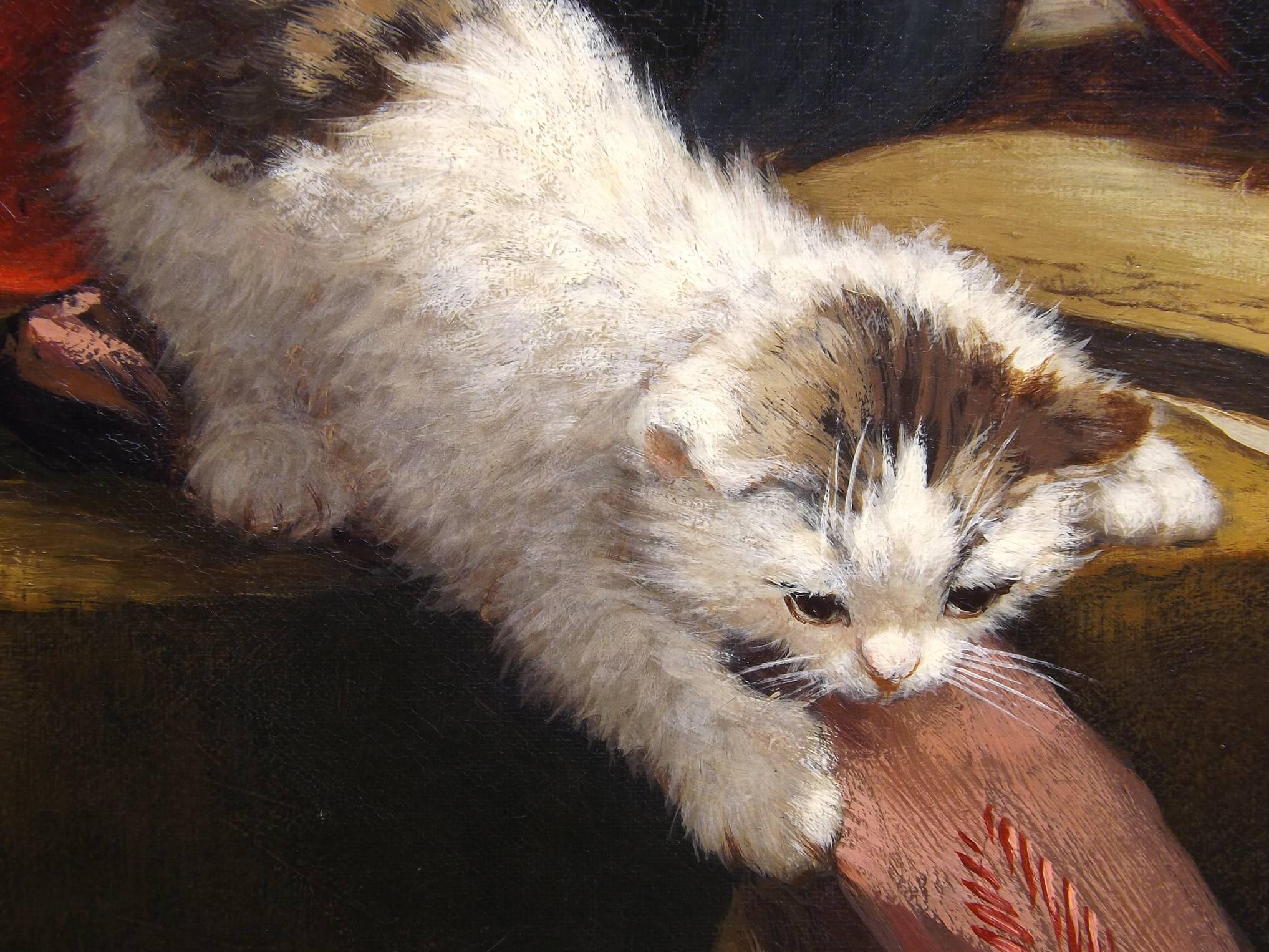 Second only to Henriette Ronner in the depiction of cats and in particular his portrayal of mischievous playful kittens, Cornelis Raaphorst was born in 1875 in Nieuwkoop, The Netherlands. A self-taught artist with exceptional talent for detail, he